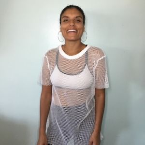 White Mesh T Shirt